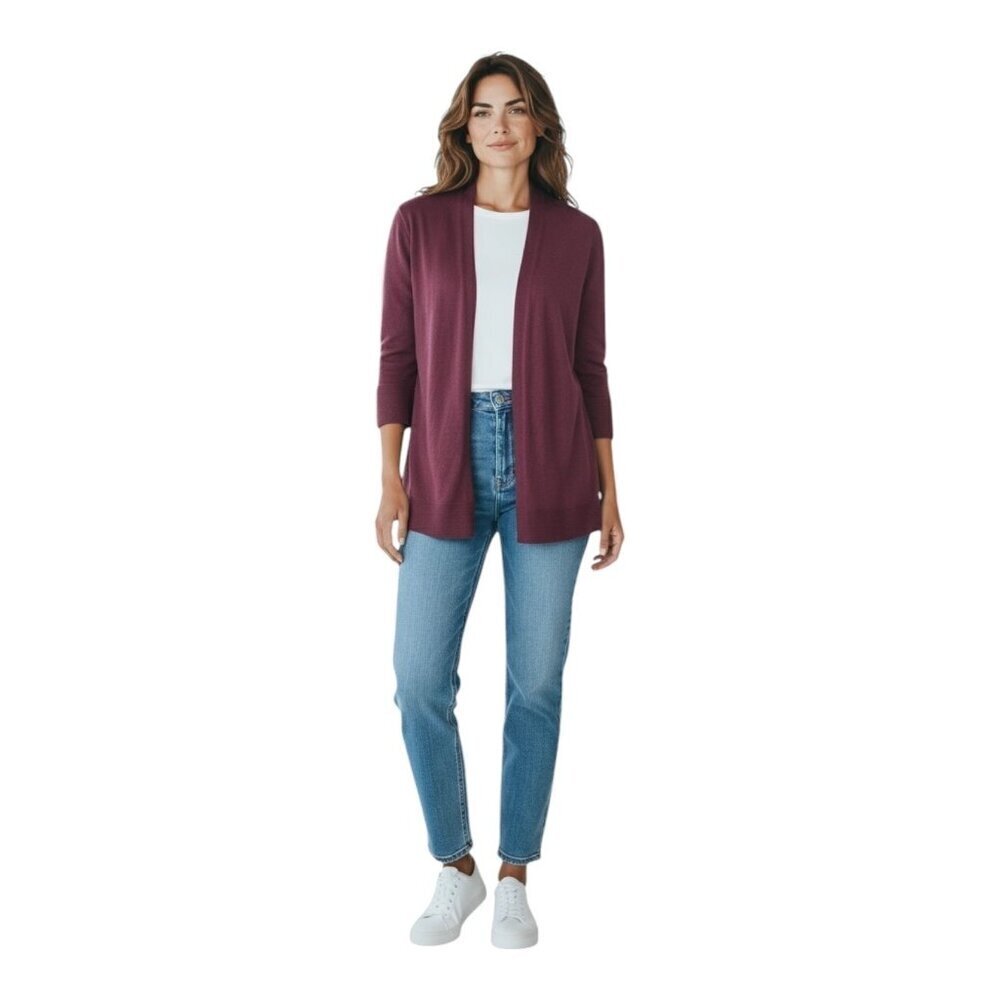 Evolution by Cyrus Womens Cardigan~Size Med~Burgundy Soft Open Front~NWT  L1 06